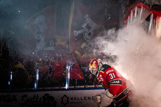 Luleås målvakt Matteus Ward åker genom björngapet