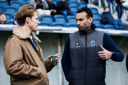 Djurgårdens Daniel Stensson och Sirius tränare Andreas