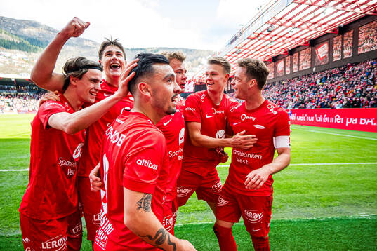 Niklas Castro of Brann celebrates