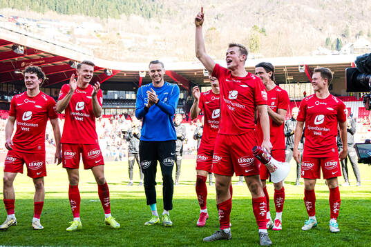 Denzel De Roeve, Emil Kornvig and Aune Heggebø of Brann