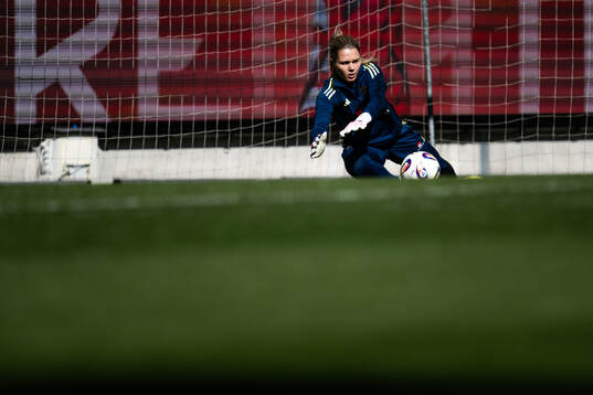 Goalkeeper Jennifer Falk of the Swedish women's national