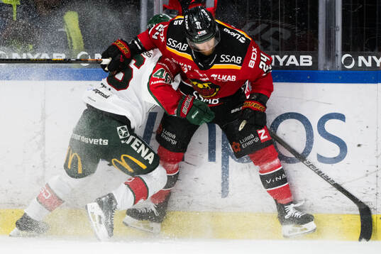Frölundas Dominik Egli och Luleås Brendan Shinnimin