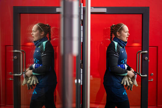 Goalkeeper Aurora Mikalsen of the Norwegian women's