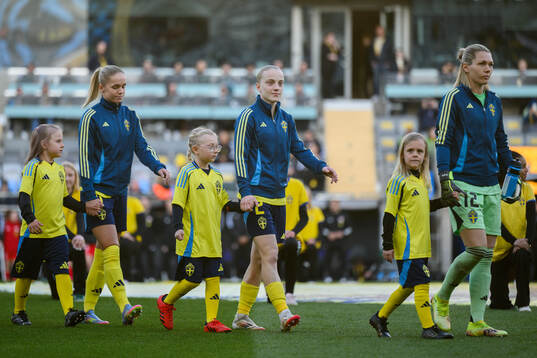 Hanna Lundkvist , Anna Sandberg and goalkeeper Jennifer