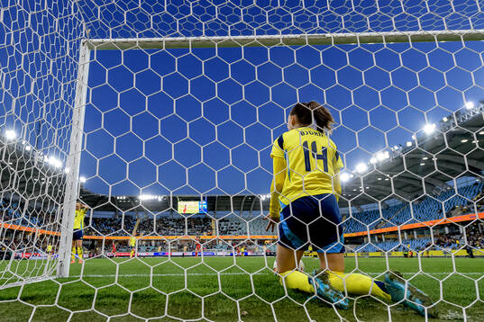 Nathalie Björn of Sweden looks dejected