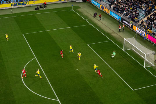 Goalkeeper Jennifer Falk of Sweden with a save