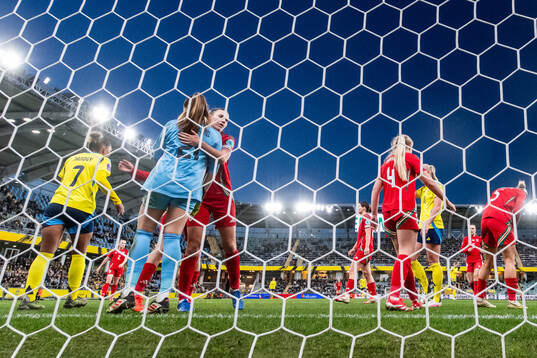 Goalkeeper Safia Middleton-Patel and Gemma Evans of Wales