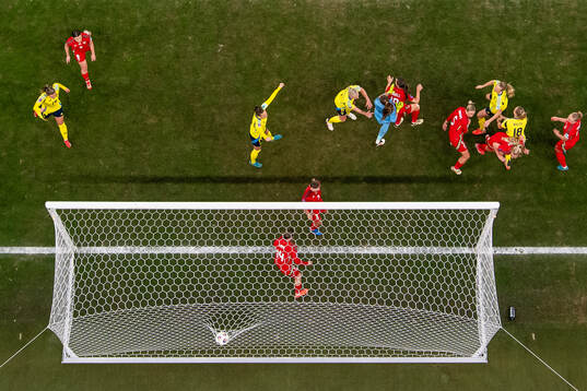 Magdalena Eriksson of Sweden scores 1-0 behind goalkeeper