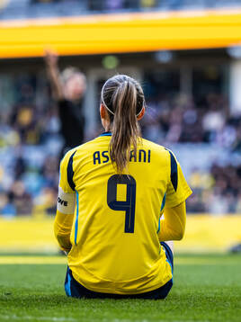 Kosovare Asllani of Sweden sits
