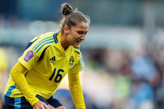 Filippa Angeldahl of Sweden looks dejected