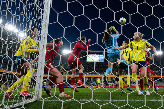 goalkeeper Safia Middleton-Patel of Wales and Stina