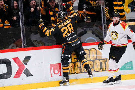 Skellefteås Michael Brandsegg-Nygård jublar och Brynäs