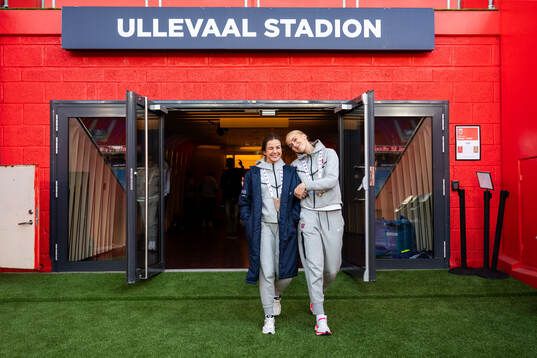Tuva Hansen and goalkeeper Selma Panengstuen of Norway