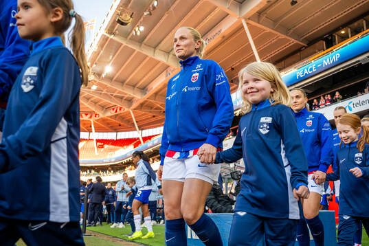 Guro Bergsvand of Norway enters the pitch