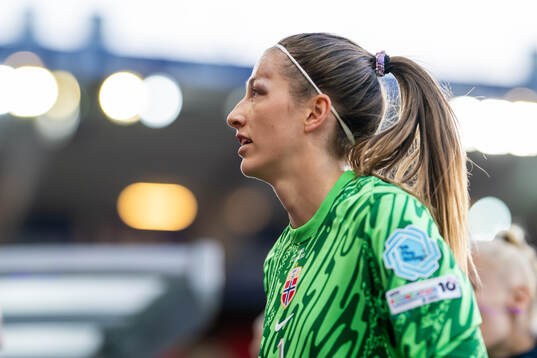 Goalkeeper Cecilie Fiskerstrand of Norway at half-time