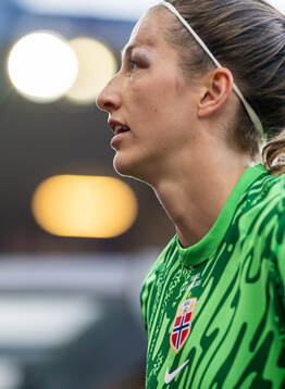 Goalkeeper Cecilie Fiskerstrand of Norway at half-time