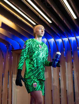 Goalkeeper Cecilie Fiskerstrand of Norway at half-time