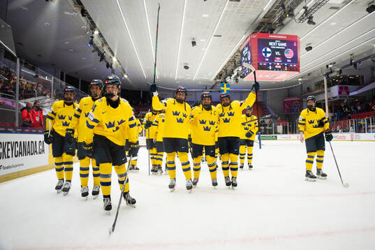 Players of Sweden celebrate