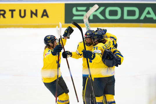 Players of Sweden celebrate