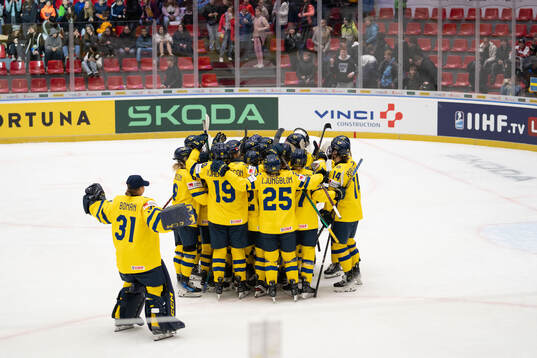 Players of Sweden celebrate