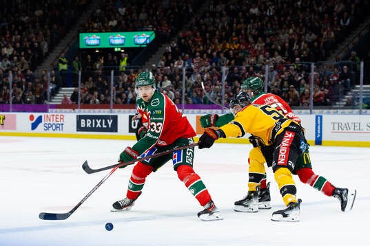 Frölundas Linus Högberg och Luleås Markus Nurmi