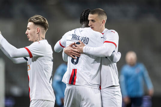 Serge-Philippe Raux-Yao and Nenad Cvetkovic celebrate