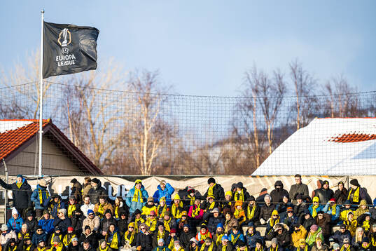 Spectators in the stands at Aspmyra Stadion
