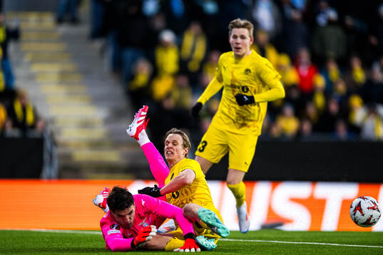 Ulrik Saltnes of Bodø/Glimt missing a chance to score