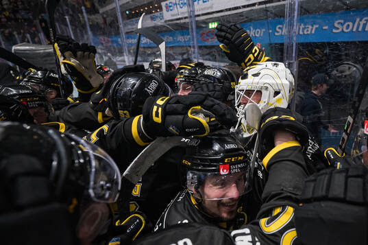 AIKs målvakt Victor Brattström jublar med lagkamrater