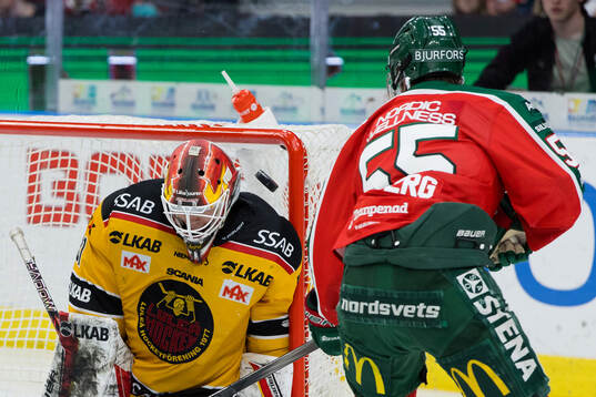 Luleås målvakt Matteus Ward och Frölundas Ivar Stenberg