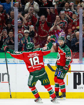 Frölundas Mikael Ruohomaa jublar