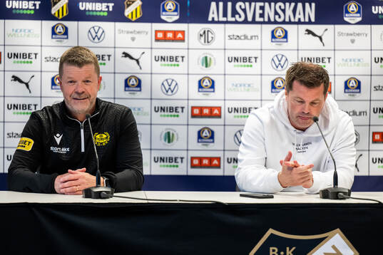 Mjällbys tränare Anders Torstensson och Häckens tränare