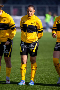 Elfsborgs Jennifer Brinck innan fotbollsmatchen i Elitettan