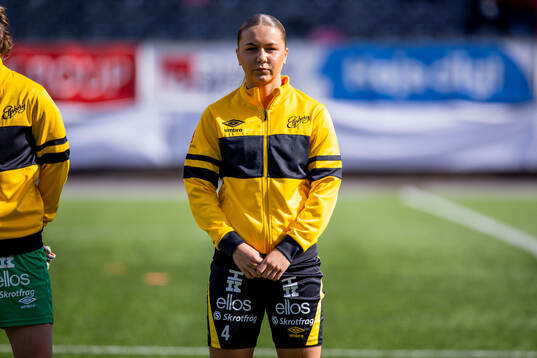 Elfsborgs Alice Broman innan fotbollsmatchen i Elitettan