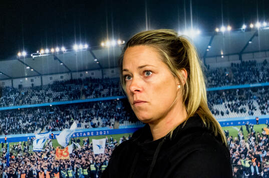 Kristianstads tränare Johanna Almgren deppar