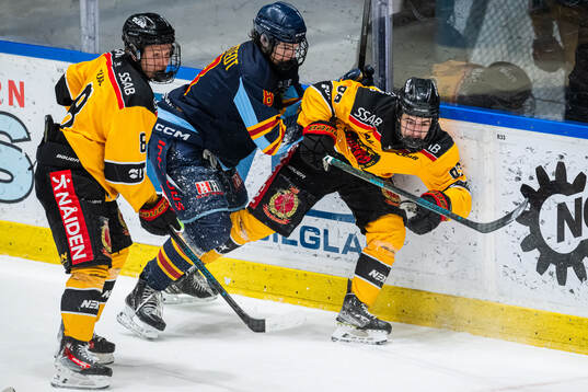 Djurgårdens Liam Redstedt och Luleås Joseph Harmouche