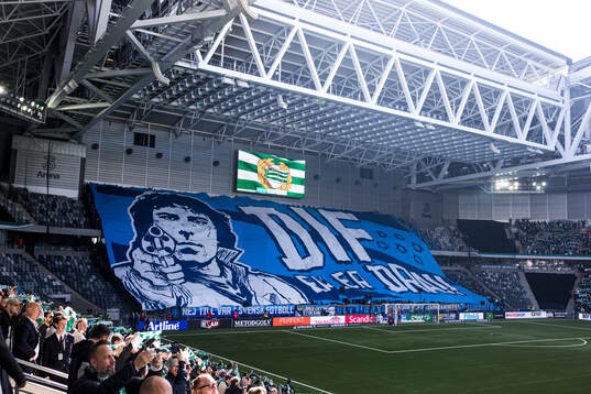 3Arena med ett tifo av Djurgårdens supportrar