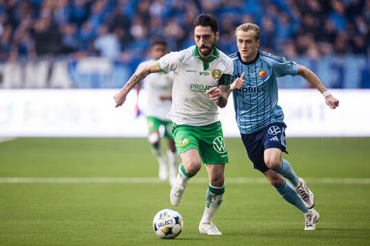 Hammarbys Nahir Besara och Djurgårdens Oskar Fallenius