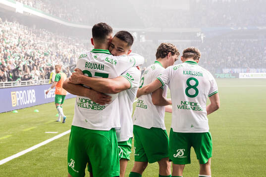 Hammarbys Abdelrahman Boudah Saidi och Jusef Erabi jublar
