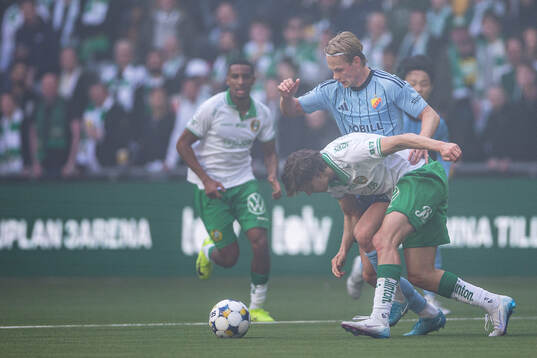 Djurgårdens Tobias Gulliksen och Hammarbys Hampus Skoglund