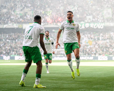 Hammarbys Paulos Abraham och Jusef Erabi jublar