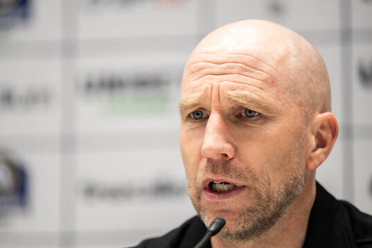 Malmö FFs tränare Henrik Rydström på presskonferensen