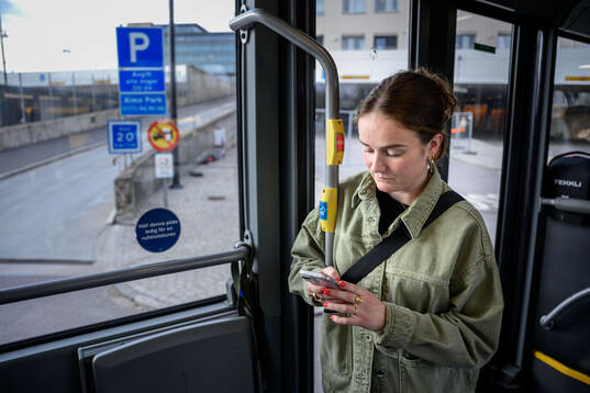 Mathilde Vangsgaard på bussen till Olympia
