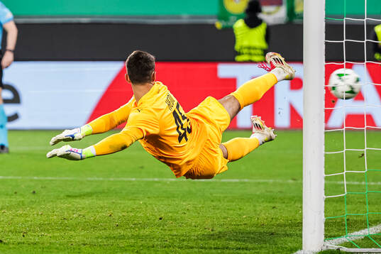Goalkeeper Niklas Hedl of Rapid Wien let’s in 0-1