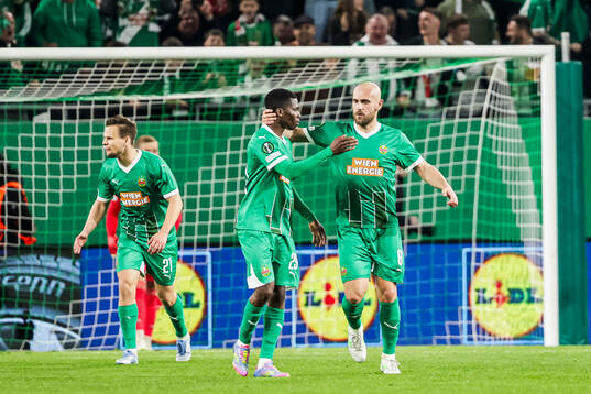 Players of Rapid Wien celebrate