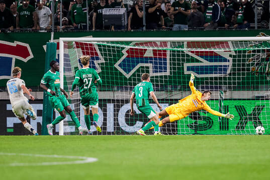 Tobias Gulliksen of Djurgården scores 1-4 behind