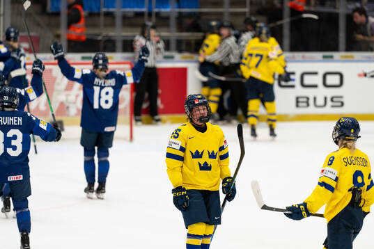 Jenna Raunio of Sweden looks dejected