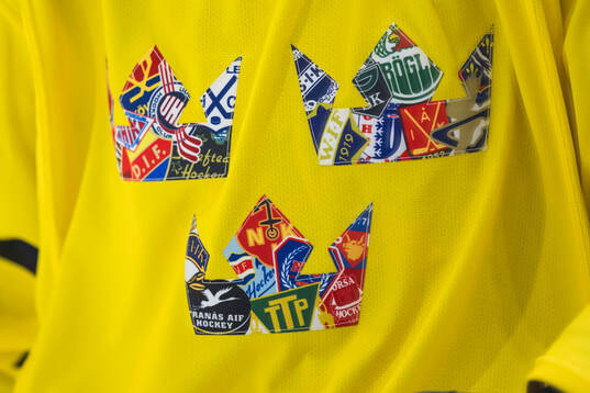 A close-up of the special jersey for Sweden