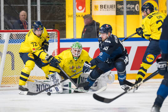 Tim Heed and goalkeeper Arvid Holm of Sweden and Kristian