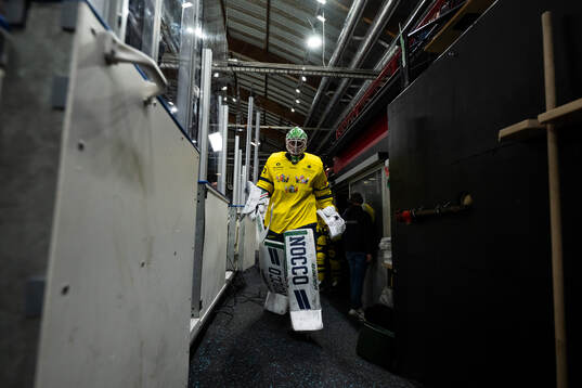 Goaltender Arvid Holm of Sweden